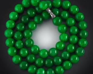 Ladies Green Jade Bead Necklace