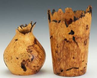 Two Polished and Turned Wood Vessels
