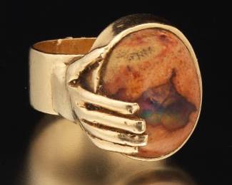Ladies Custom Made Gold and Opal Boulder Ring