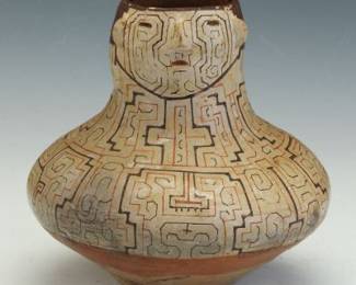 ShipiboConibo Style HandPainted Pottery Vessel