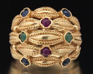 Ladies Gold and Gemstone Ring