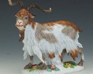 Porcelain Model of a LongHaired Goat, in the Manner of Meissen, Possibly German, late 19th to early 20th century