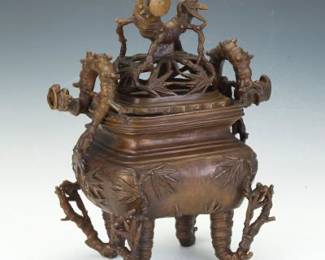 Japanese Heavy Cast Bronze Bamboo Style Hands Warmer