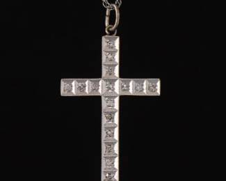 Ladies Gold and Diamond Cross on Chain
