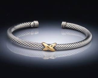 David Yurman Gold and Sterling Silver Bangle