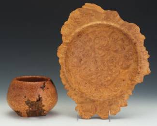 Two Turned Wood Dishes