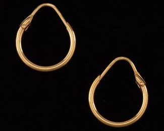 Ladies Pair of 18K Italian Gold Hoops