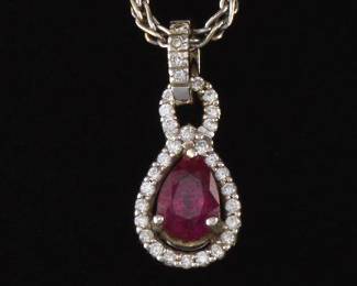 Ladies Ruby and Diamond Pendant on Chain