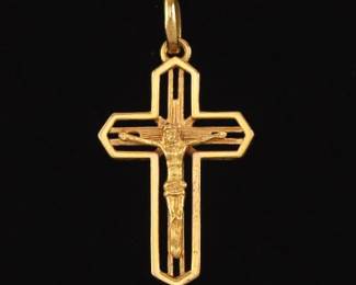 18K Italian Gold Crucifixion Open Work Pendant