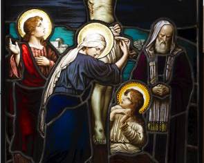Stained Glass Window Panel of the Crucifixion
