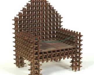 Tramp Art Crown of Thorns Chair