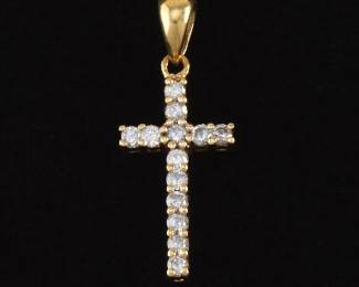 Ladies Gold and Diamond Cross Pendant