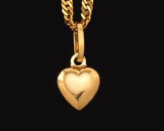 Ladies High Carat Chain with 18K Italian Heart Charm Pendant
