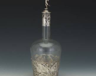 Continental SilverMounted Glass Decanter with Figural Finial, Late 19thEarly 20th Century