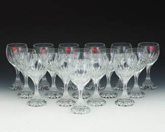 Baccarat France Sixteen Crystal Water Goblet Glasses, Massena Pattern