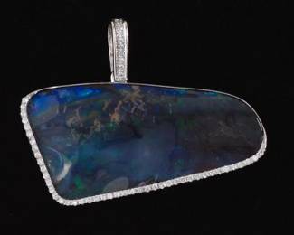 Lightning Ridge Opal and Diamond Pendant