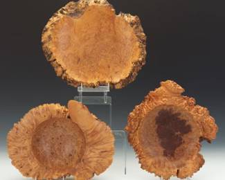 Three Polished Wood Dishes
