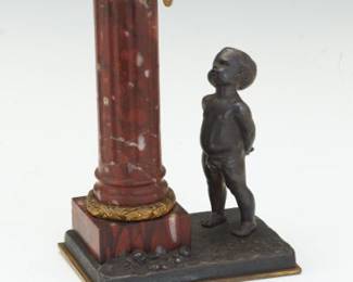 Louis Kley French, active late 19thearly 20th century, Bronze Figural Group with Column and Lizard