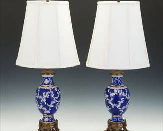 Pair of Chinese Cloisonne Vases, as Lamps
