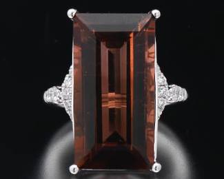 Ladies Gold, Pink Tourmaline and Diamond Ring