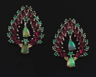 A Pair of Silver and Gemstone Earrings