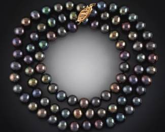 Ladies Gold and Tahitian Pearls Necklace