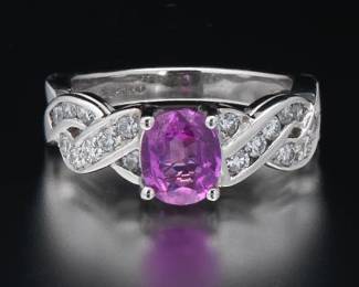 Ladies Platinum, Pink Sapphire and Diamond Ring