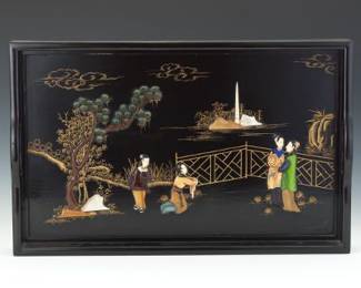 Asianstyle Lacquered Wooden Serving Tray