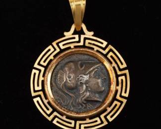 Gold and Greek Silver Coin Pendant