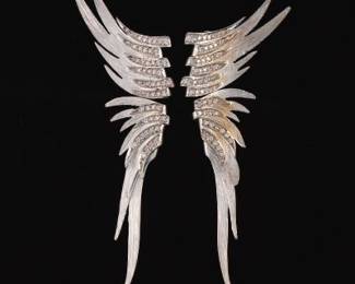 18K White Gold Angel Wing Earrings