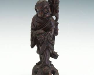Chinese Carved Wood Sculpture of an Immortal