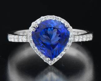 Platinum Tanzanite and Diamond Ring