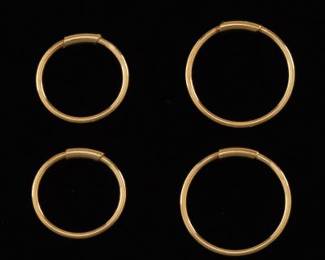 Ladies Two Pairs of 18K Italian Gold Hoops