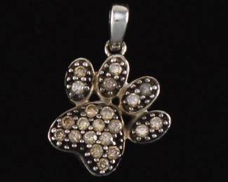 Adorable Gold and Diamond Cats Paw Pendant