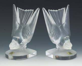 Lalique Swallow Birds Bookends