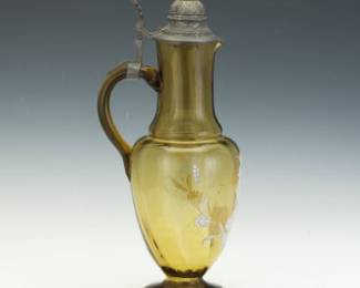 Hand Painted Glass Tankard with Lid