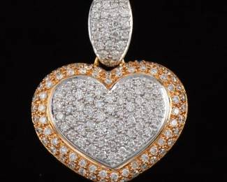 Ladies twoTone Gold and Diamond heart Pendant