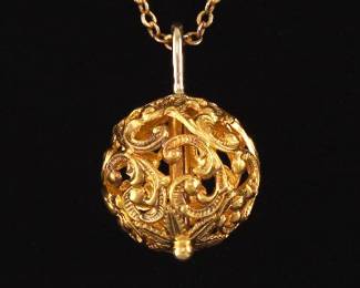 Victorian Gold Globular Pendant on Chain