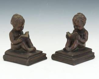 Pair of BronzeClad Figural Bookends, KBW Artbronz, Germany