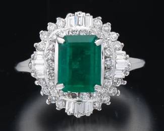 Ladies Gold, Emerald and Diamond Ring