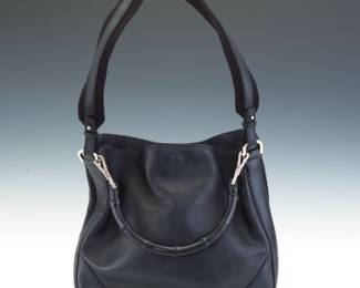 Gucci Bamboo Top Handle Hobo Calfskin Leather