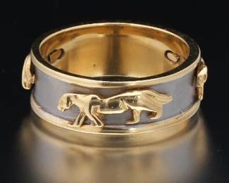 Cartier Style Two Tone Gold Panther Band