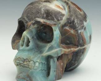 Large Carved Onyx or Fluorite Skull