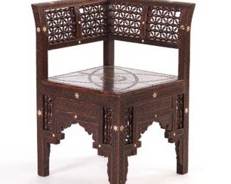 Syrian Inlaid Corner Chair