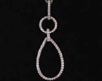 Ladies Italian Gold and Diamond Dangle Pendant on Chain