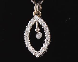 Ladies Italian Gold and Diamond Pendant on Chain