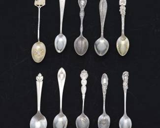 Ten Sterling Silver Souvenir Spoons by Different Makers
