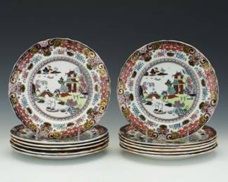 Victorian Ashworths Ironstone Twelve Plates, Pekin Japan Pattern