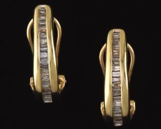 Ladies Pair of Gold and Diamond Earrings