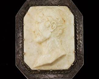 Victorian Sterling Silver and Carved Stone HighRelief Cameo Brooch